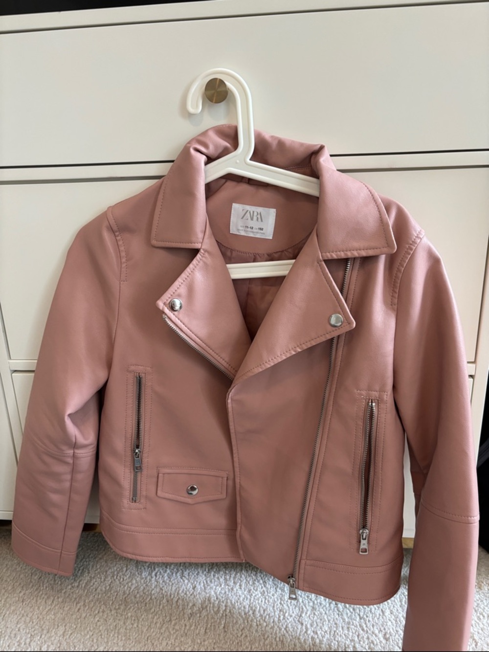 Zara Pink Faux Leather Biker Jacket